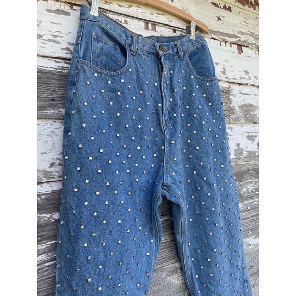 Vintage 1980s MOM Jeans Front Full Rhinestone Front - Picture 2 of 16